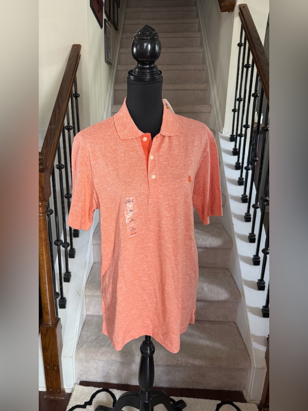 Izod Men's Heathered Coral-Orange Polo